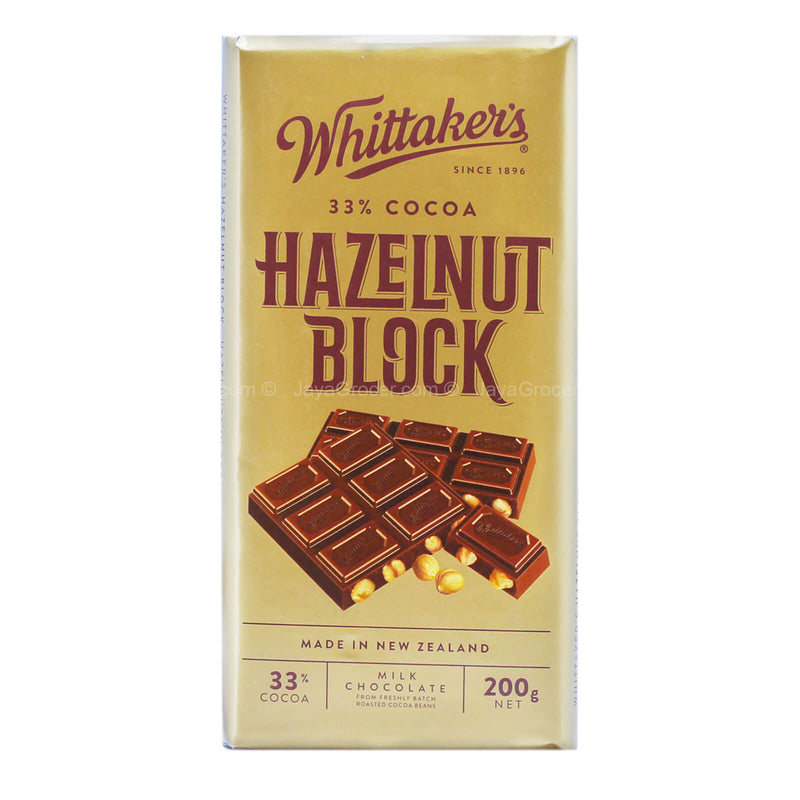 Whittakers Hazelnut Block Chocolate Bar 200g