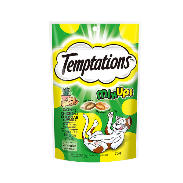 Temptations Mix Up Catnip, Chicken And Cheddar 75g