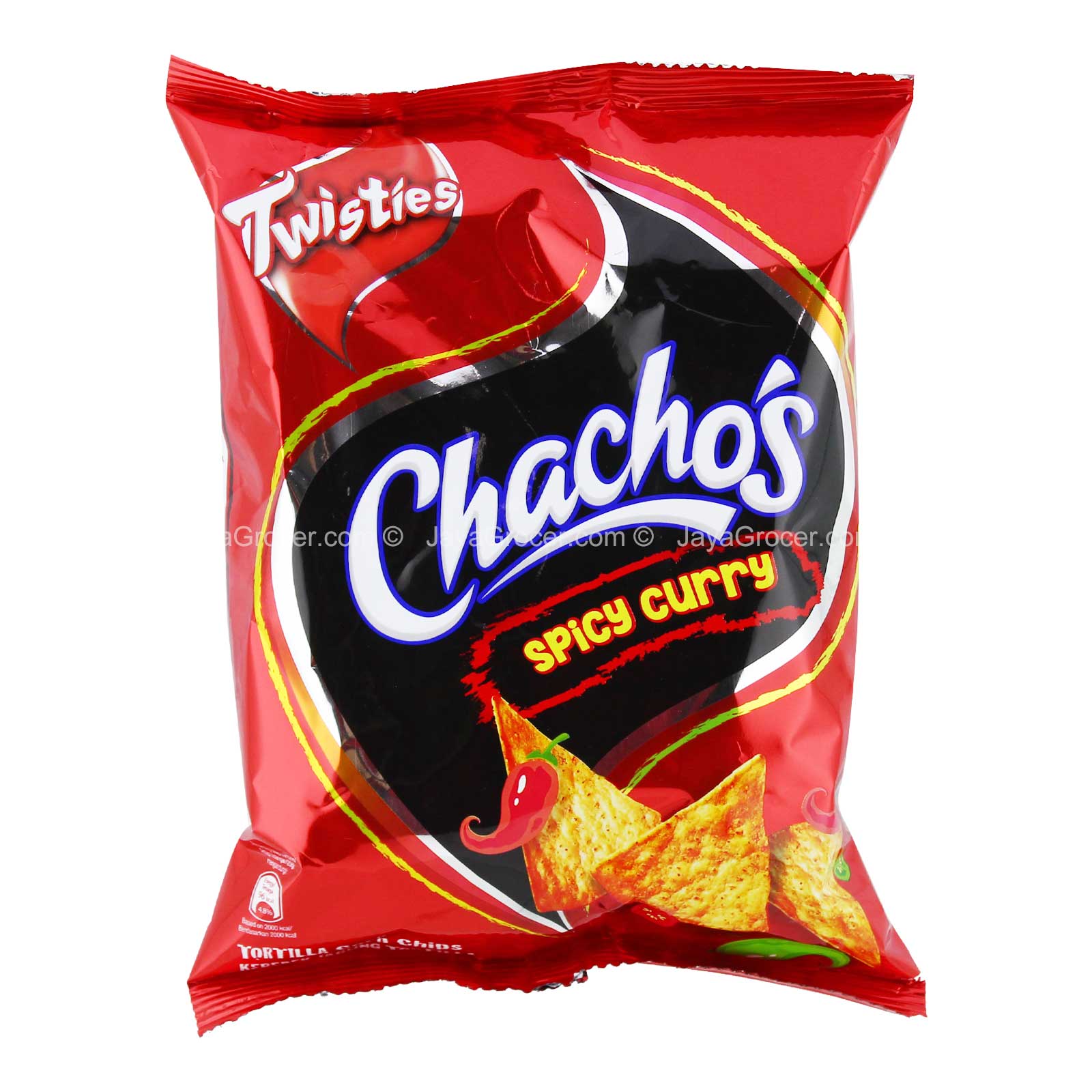 Chachos Tortilla Corn Chips Spicy Curry Flavour 80g