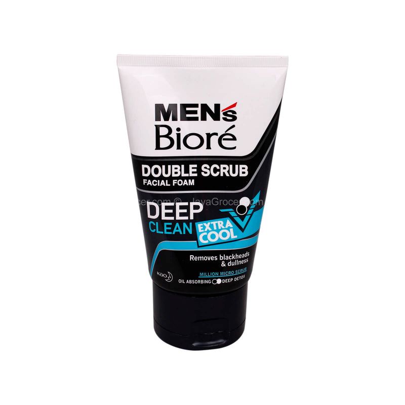 Men's Biore Deep Clean Extra Cool Double Scrub Facial Foam 100g
