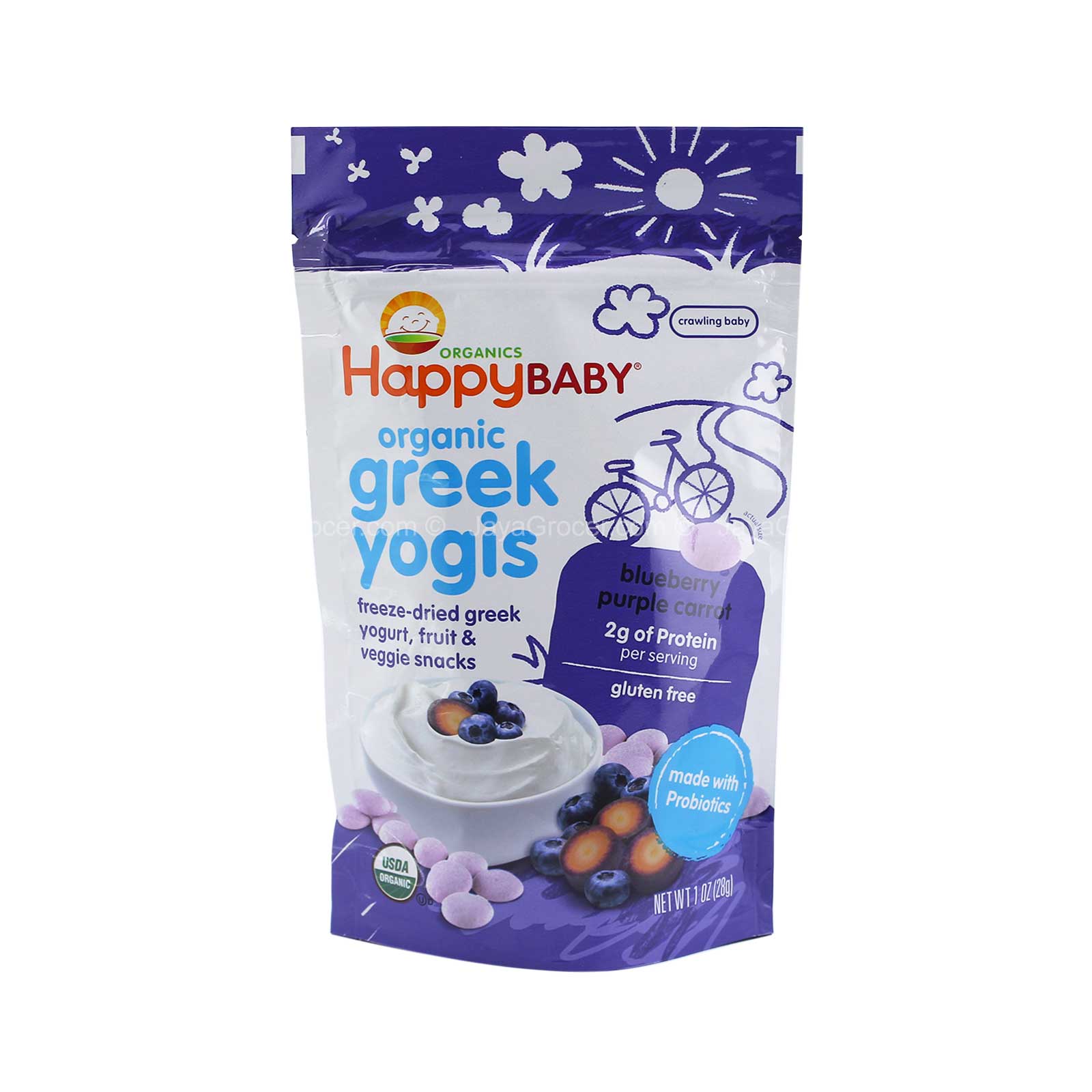 Happy Baby Organic Yogis Freeze-Dried Greek Yogurt, Fruit & Veggie Snacks 28g