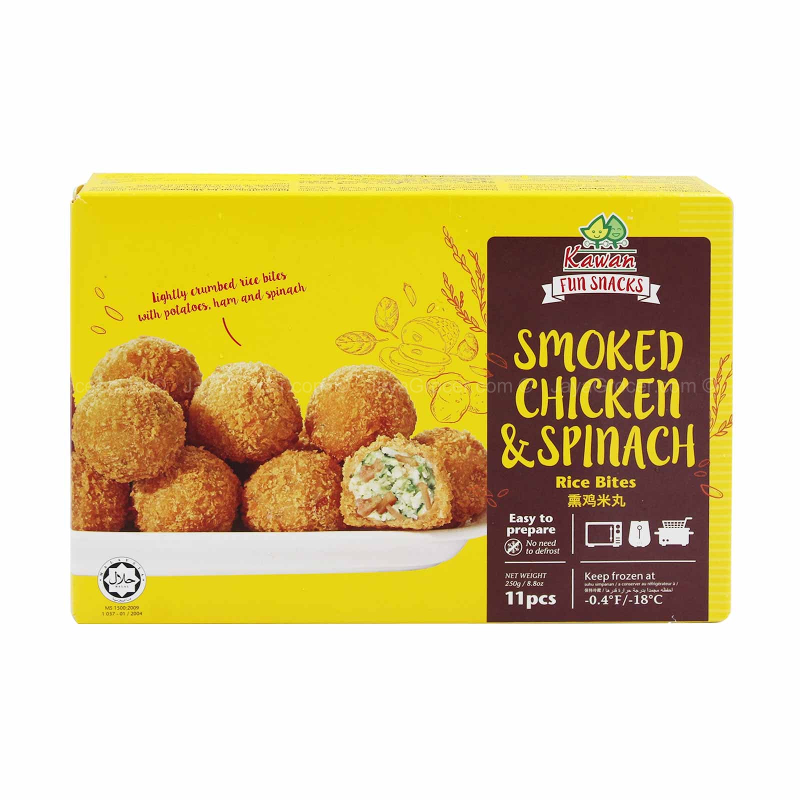 Kawan Rice Bite Smoked Chicken and Spinach Rice Bites 250g