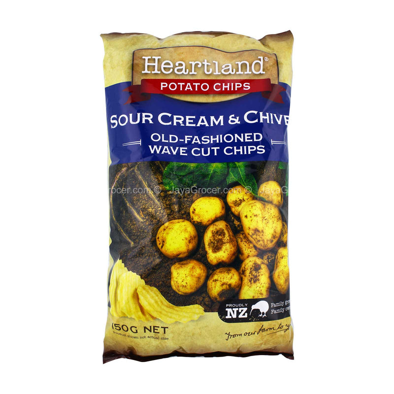 Heartland Old-Fashioned Wave Cut Sour Cream & Chives Potato Chips 150g