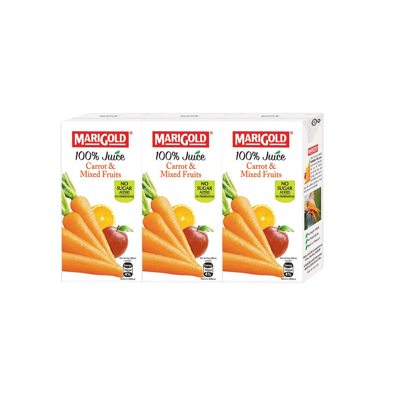 Marigold 100% Juice Carrot and Mixed Fruits 200ml x 3