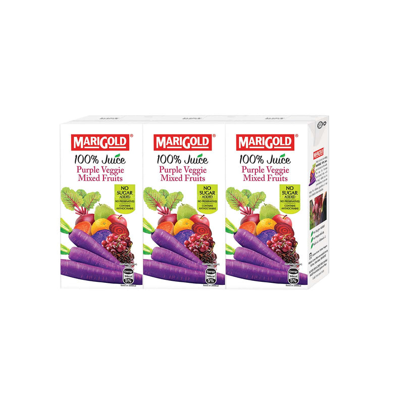 Marigold 100% Juice Purple Veggie Mixed Fruits 200ml x 3