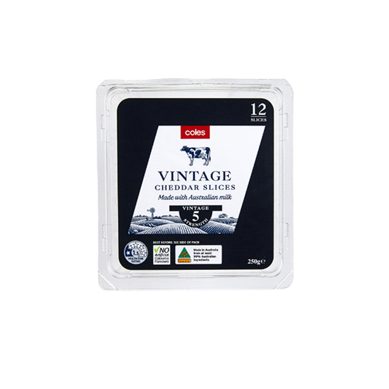 Coles Vintage Cheese Slices 250g