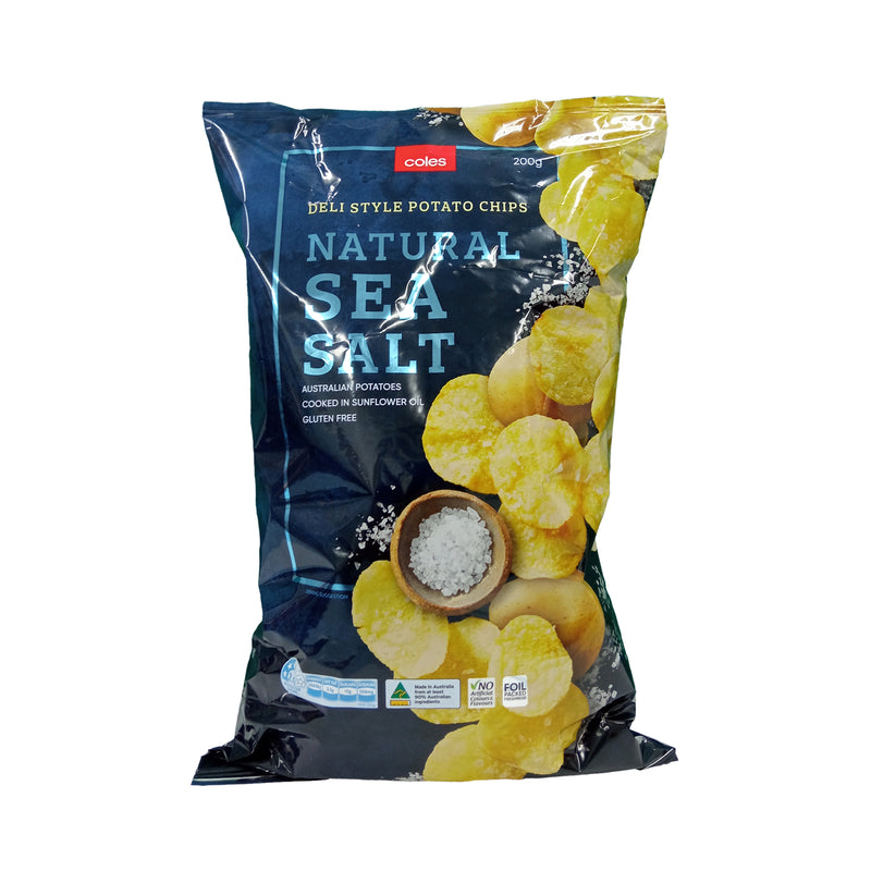 Coles Potato Chips Sea Salt 200g