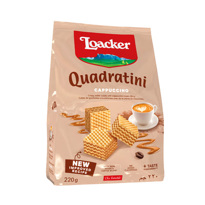Loacker Quadratini Cappuccino Wafer Cookies 220g