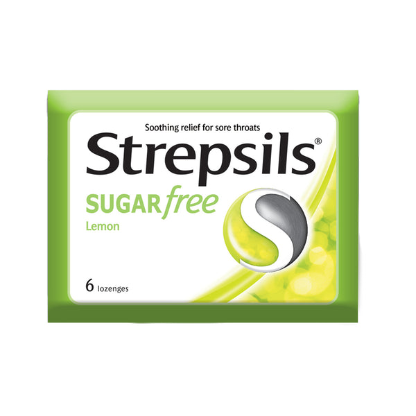 Strepsils Lozenges for Sore Throats Sugar Free Lemon 6pcs/pack