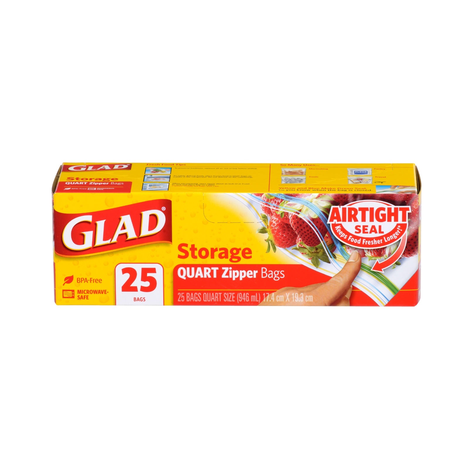 Glad Freezer Quart Zipper Bags (Small) 25pcs/pack