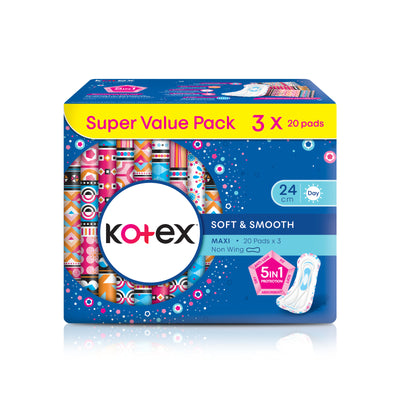 Kotex Soft & Smooth Maxi Non Wing Pad 20pcs x 3