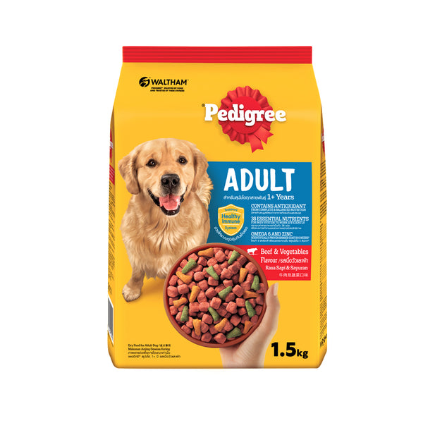 Pedigree Adult Dog Beef and Vegetable Flavored Dog Food 1.5kg (highest price)
