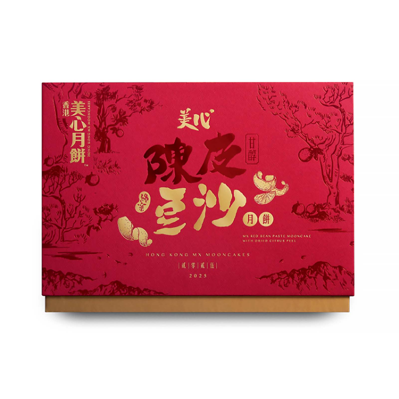 Hong Kong Mei Xin Red Bean Paste Mooncake with Dried Citrus Peel 6pcs/pack