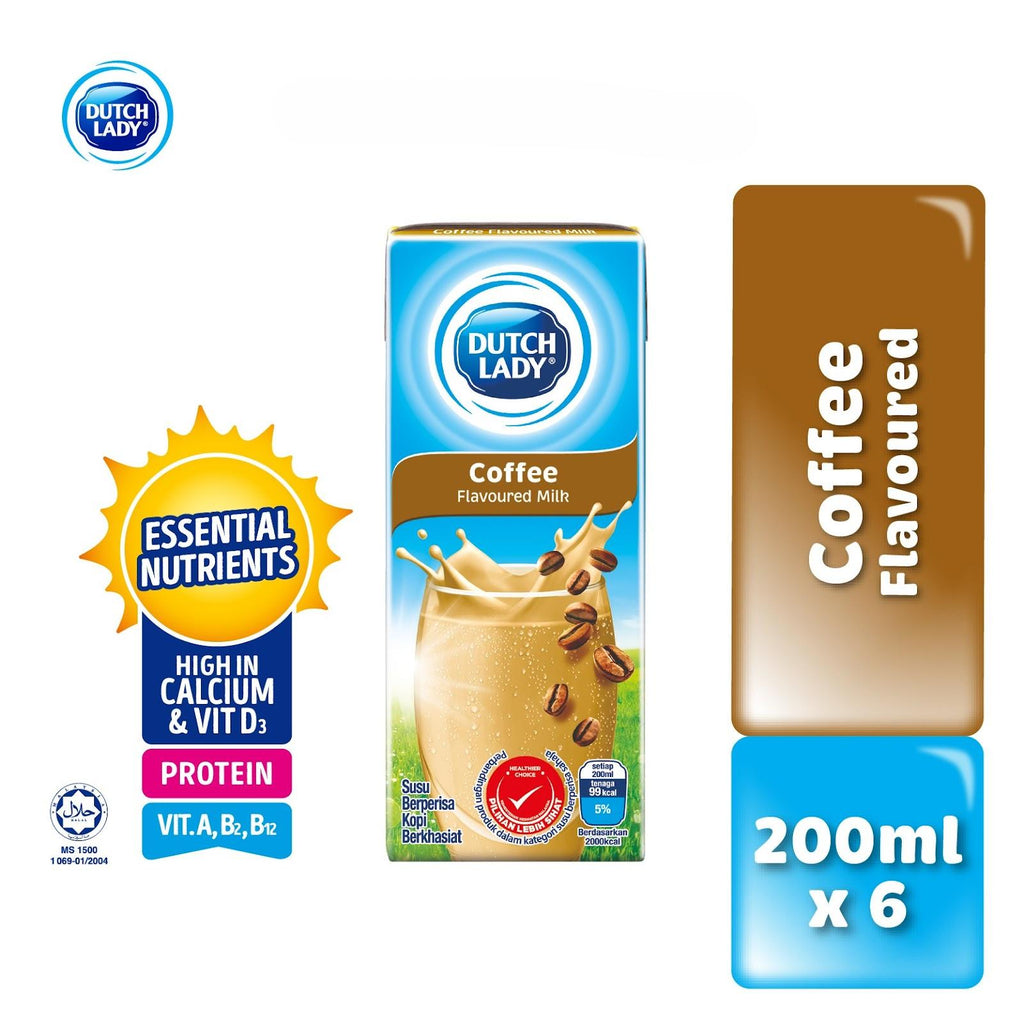Dutch Lady Pure Farm Coffee UHT Milk 200ml x 6