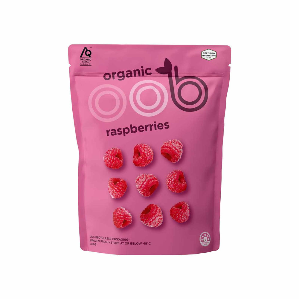OOB Frozen Organic Raspberries 450g