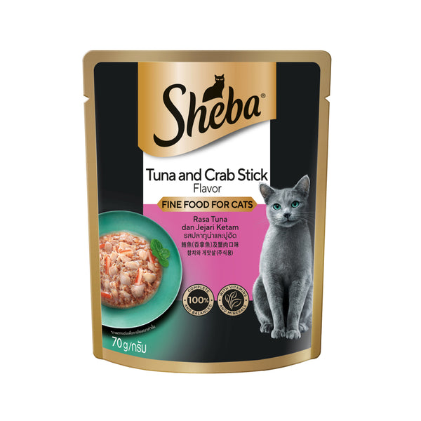 Sheba Pouch Fine Food for Cats (Tuna & Crab Stick Flavour) 70g (highest price)