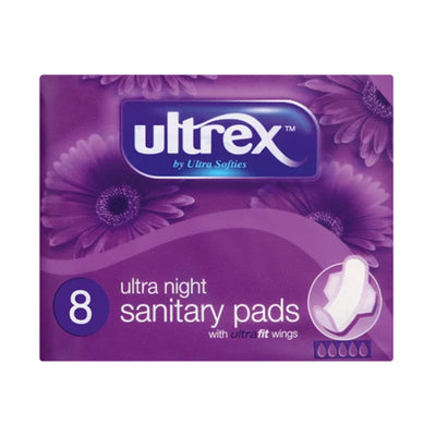 Ultrex Ultra Night Sanitary Pads with Ultra Fit Wings 8pcs