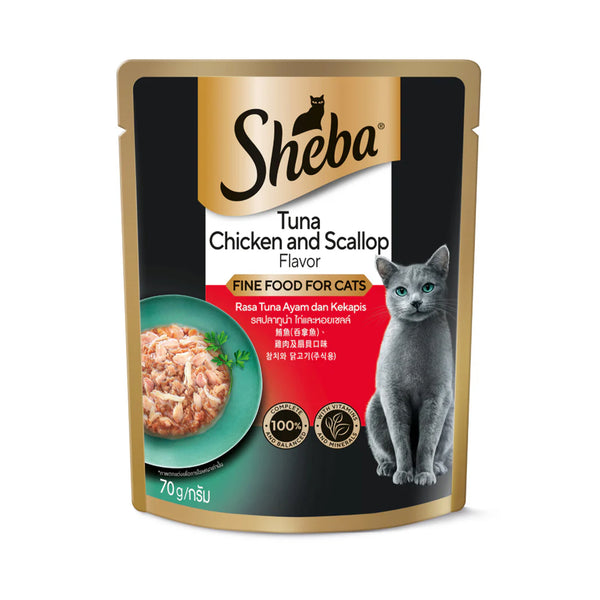Sheba Pouch Tuna And Chicken With Bonito Flake Flavour Wet Cat Food 70g (highest price)