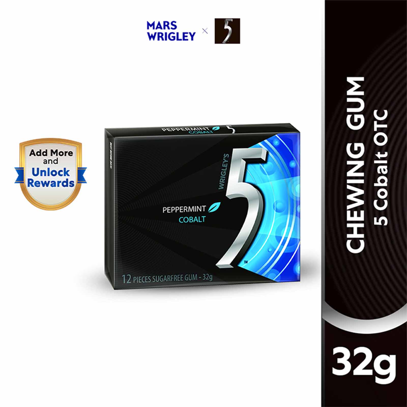 5 Gum Peppermint Cobalt Sugar Free Gum 12pcs/pack