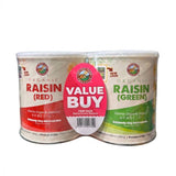 Country Farm Organics Jumbo Size Certified Organic Red and Green Seedless Raisins Twin Pack 300g x 2