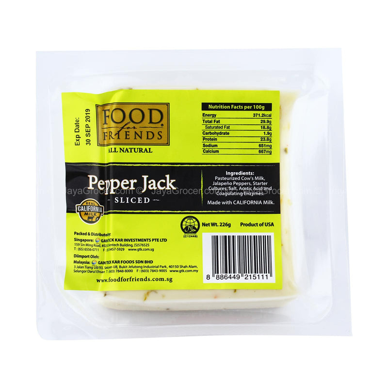 Food for Friends Pepper Jack Chunk Cheese Sliced 226g