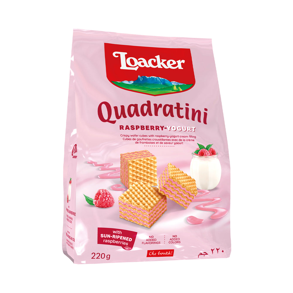 Loacker Quadratini Raspberry Yoghurt Wafer Cookies 220g