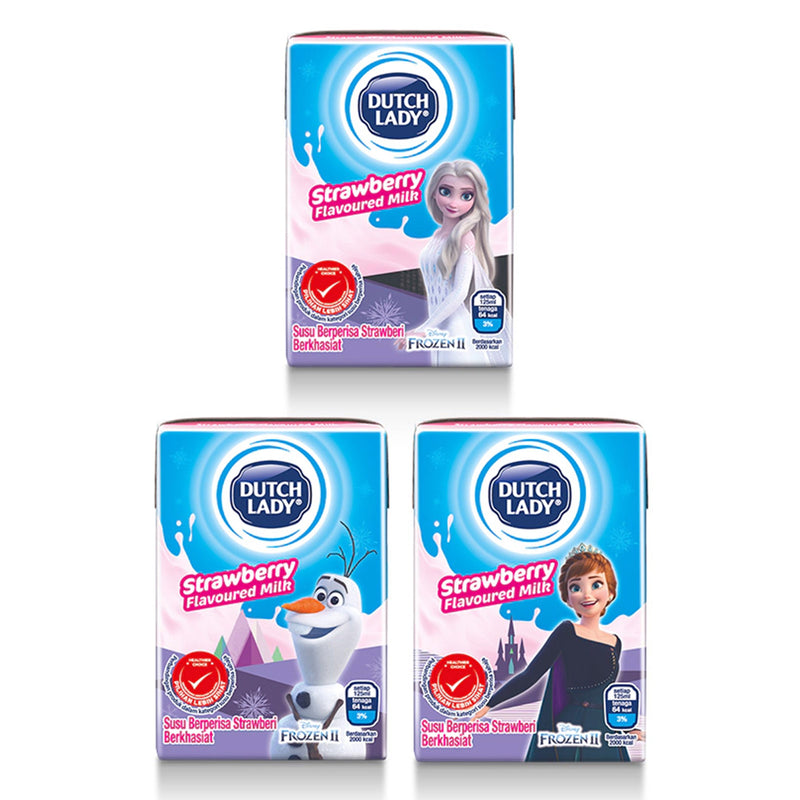 Dutch Lady Milky Frozen Full Cream UHT Milk Strawberry Flavour 125ml x 4