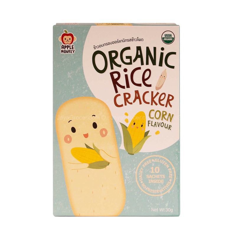 Apple Monkey Organic Rice Cracker Corn Flavour 30g