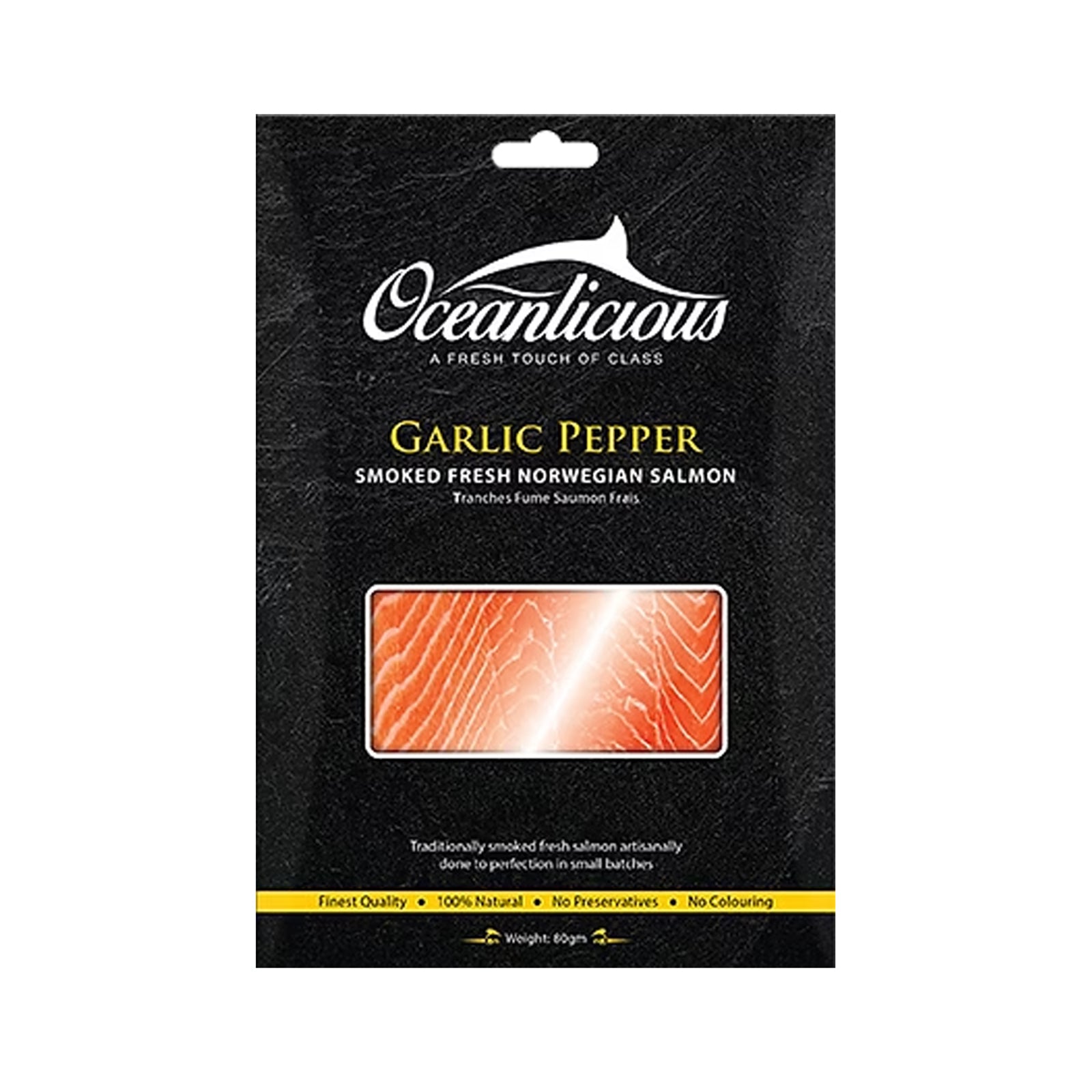OCEANLICIOUS S/SALMON GRLIC & PEPPER 80G