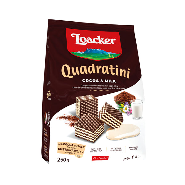 Loacker Quadratini Cocoa and Milk 250g (highest price)