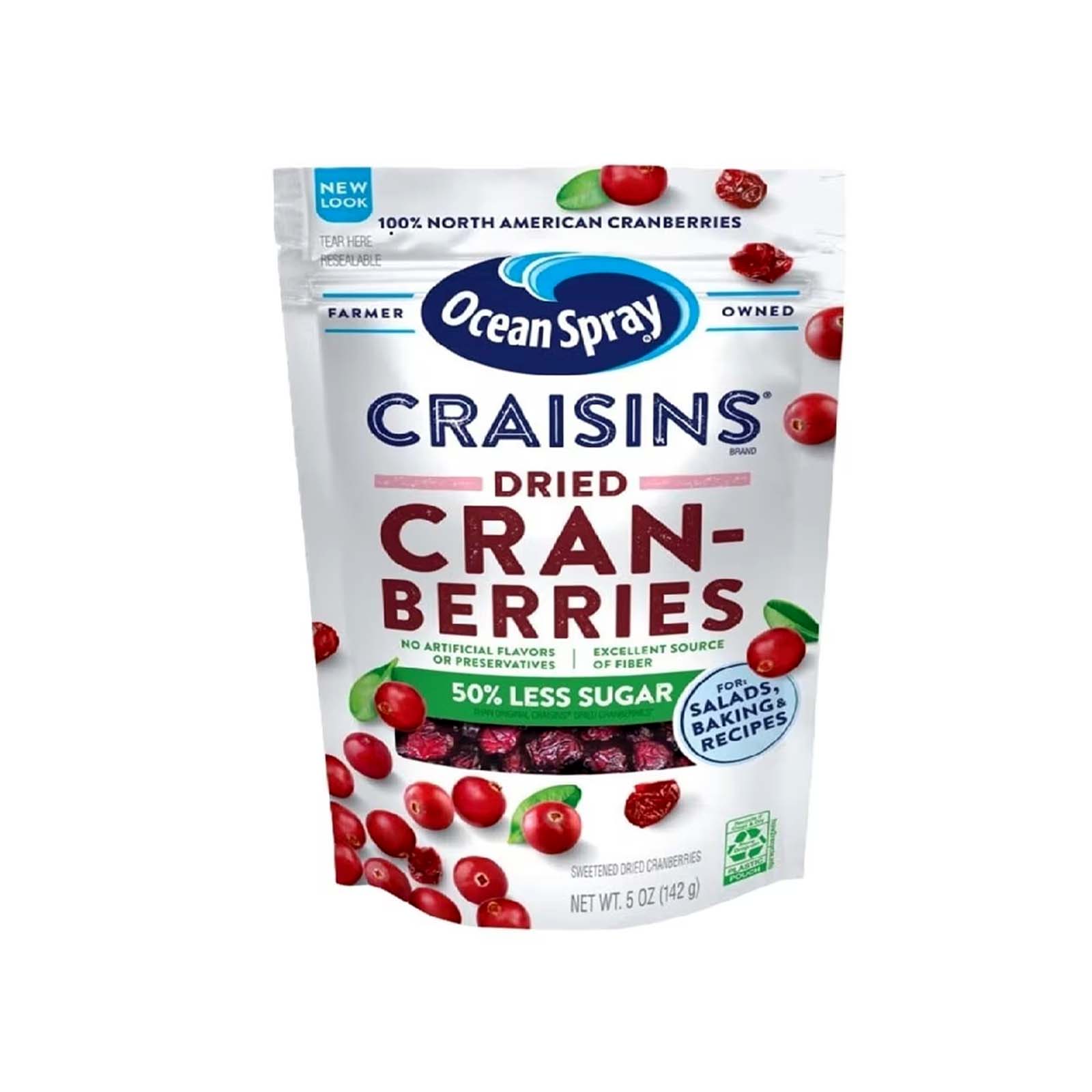 Ocean Spray Reduced Sugar Craisins Dried Cranberries with 50% Less Sugar 142g