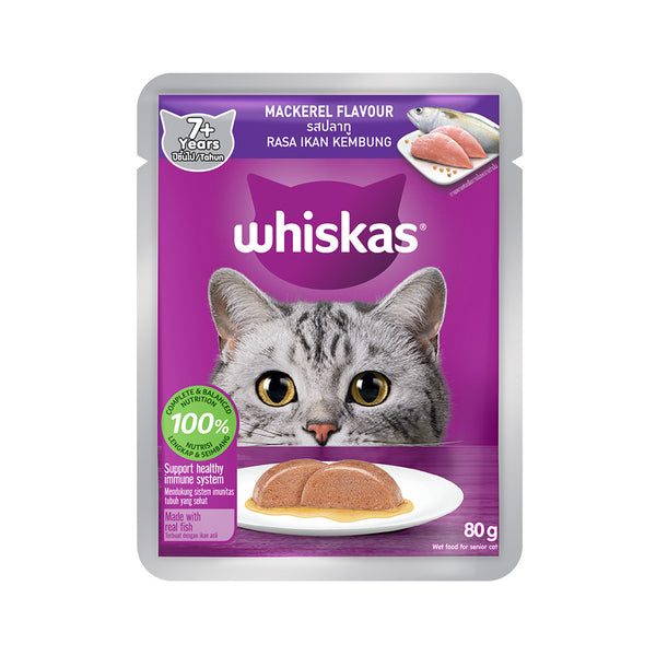 Whiskas Pouch Adult 7+ Years with Mackerel 80g