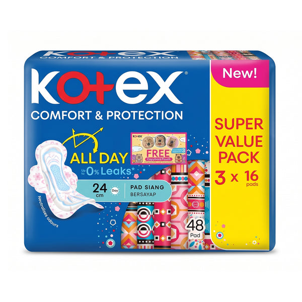 Kotex Soft and Smooth Maxi Wing Pad 24cm 16sheets x 3 (highest price)