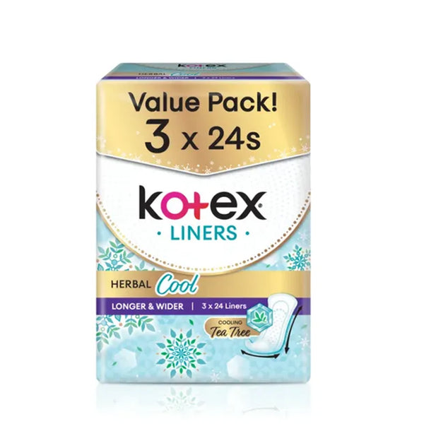Kotex Liner Herbal Cool Longer And Wider 24sheets x 3