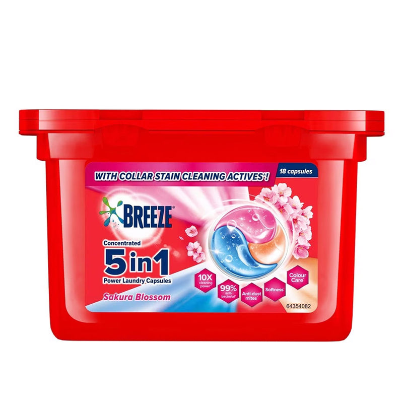 Breeze 5 in 1 Laundry Capsules Sakura Blossom Scent 18pcs/pack