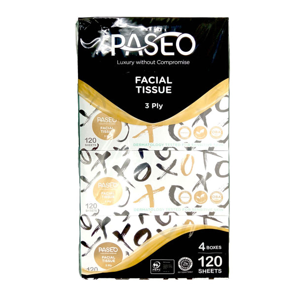 Paseo XO Facial Tissue Soft Pack 3Ply 100pcs x 4 (highest price)