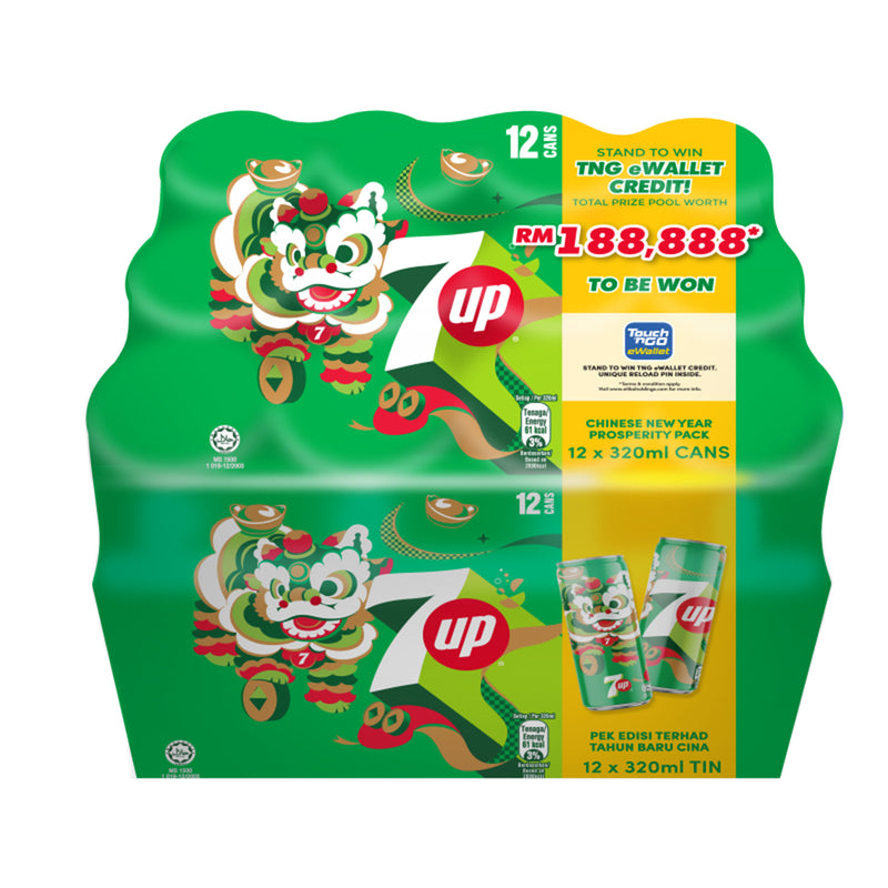 7 Up Carbonated Drink Can 320ml x 12