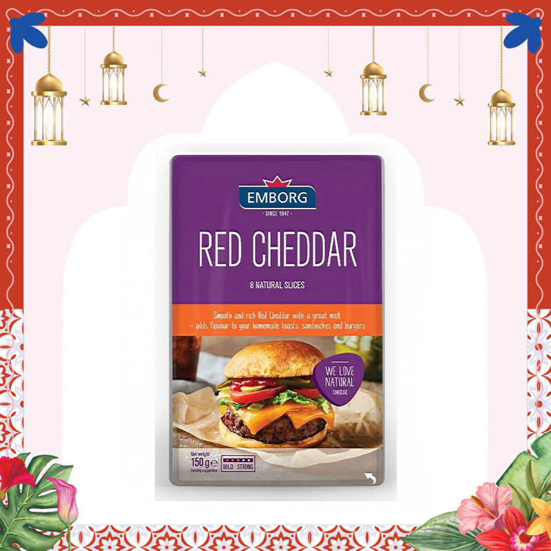 Emborg Red Cheddar Natural Sliced Cheese 150g