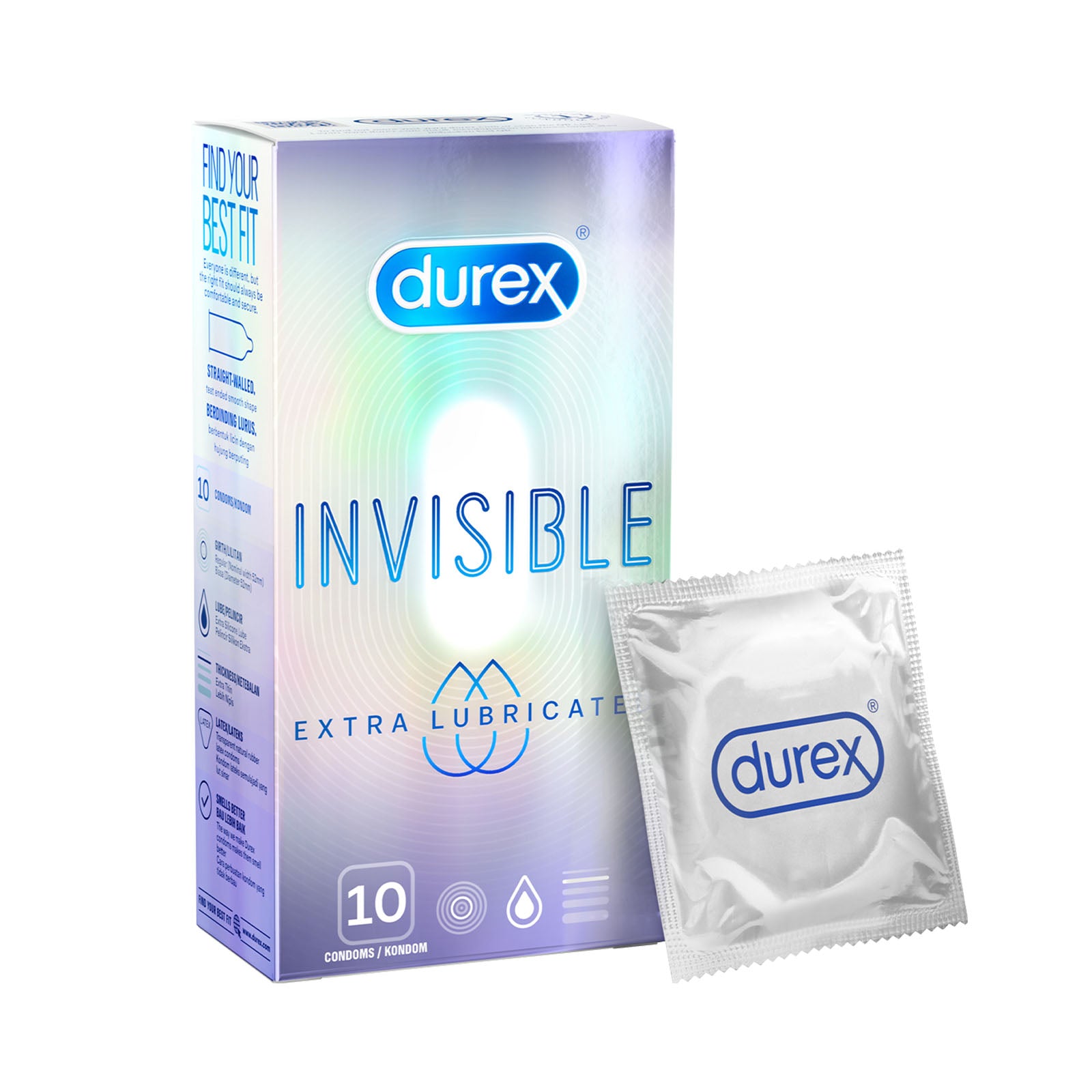 Durex Invisible Extra Lubricated Condoms 10pcs/pack