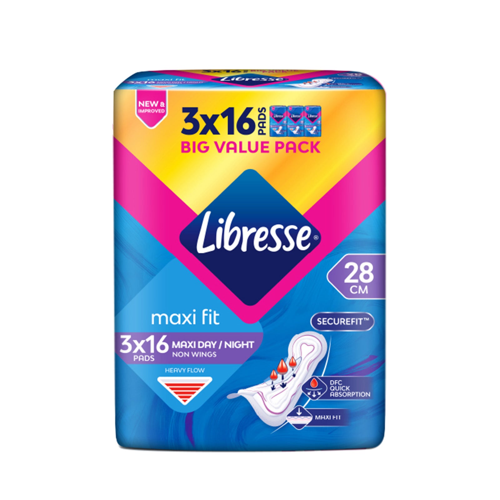 Libresse Maxi Non Wing Sanitary Pad 28cm 16pcs x 3