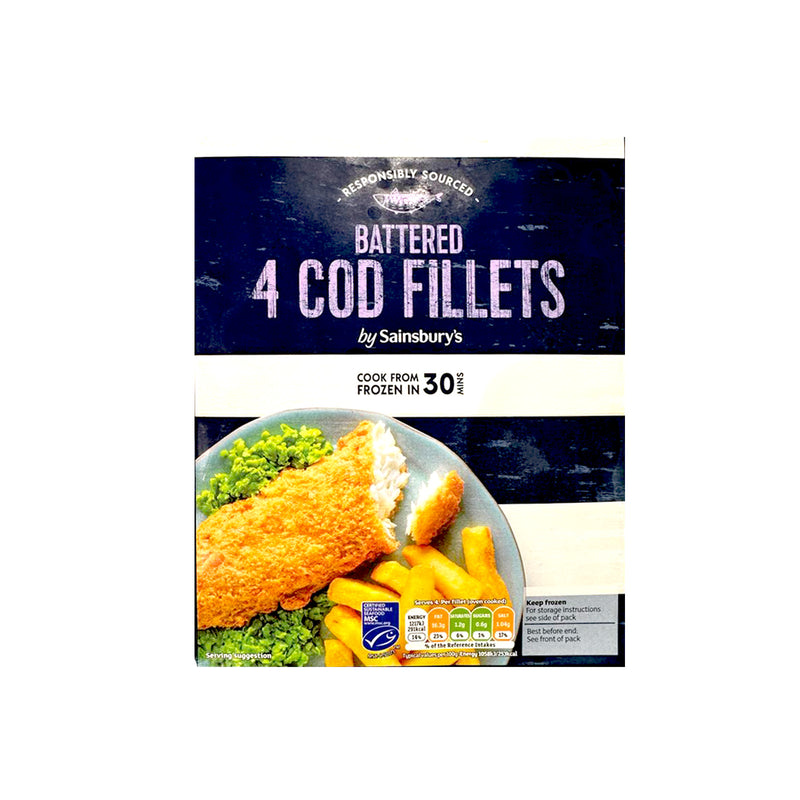 Sainsburys 4 Battered Aew Cod Fillet 500g