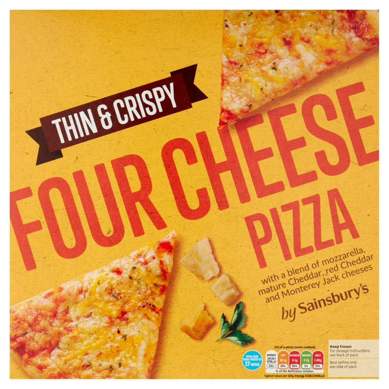 Sainsbury's Frozen Thin and Crispy Four Cheese Pizza 354g