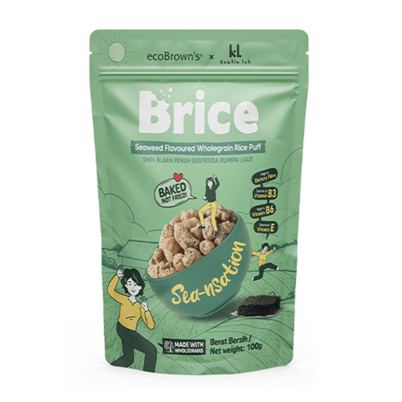 Eco Brown Brice Seaweed Flavor Whole Grain Rice Puff Snack 100g