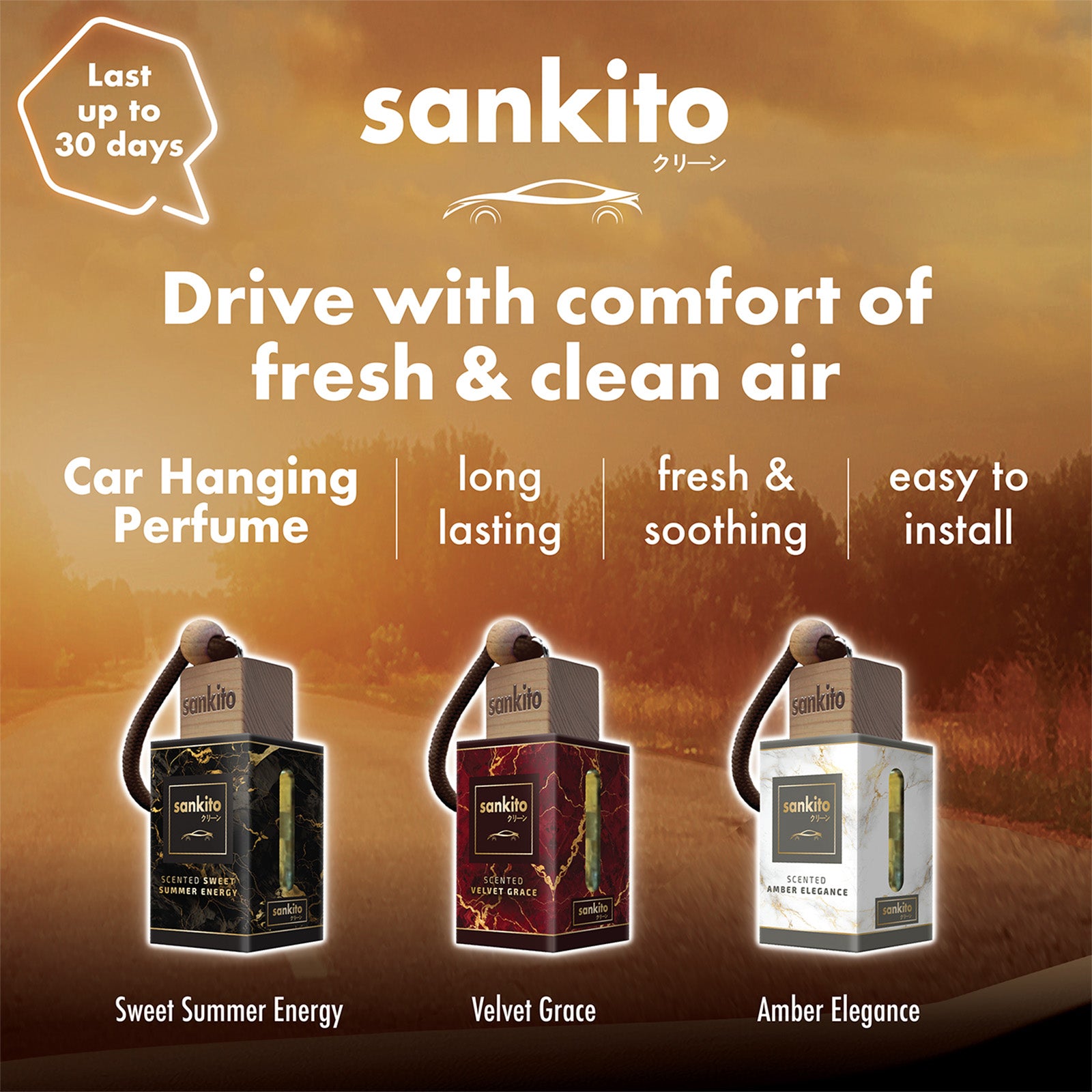 Sankito Car Hanging Perfume - Amber Elegance 6ml