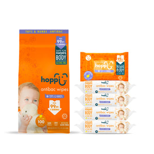 Hoppi Premium Baby Anti-Bacterial Wipes 20pcs x 5