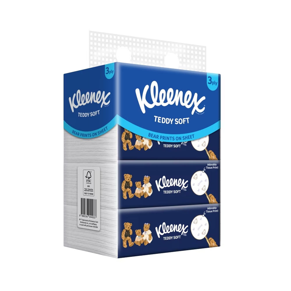 Kleenex Facial Tissue Soft Box Teddy Soft 100sheets x 4