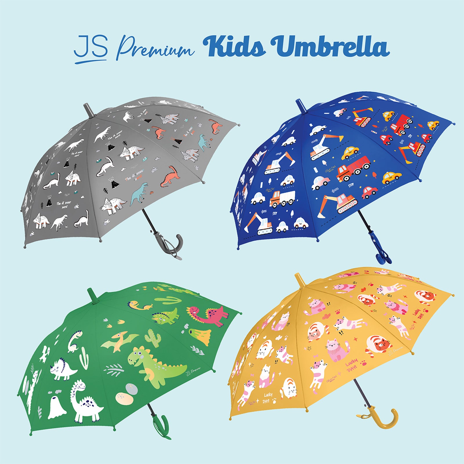 JS Premium Kids Umbrella Green Dinosaur 1unit