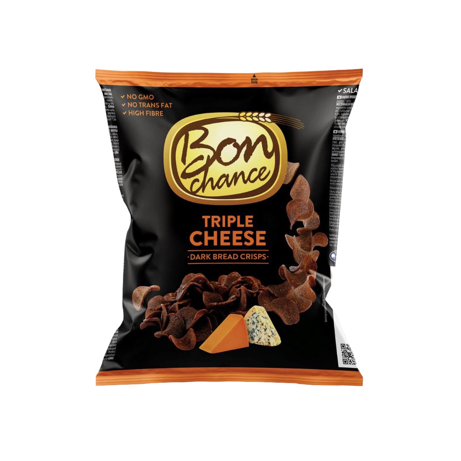 Bon Chance Dark Bread Crisps Triple Cheese 120g