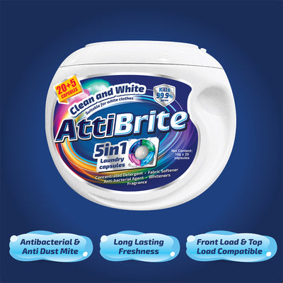 Attibrite Laundry Capsules Clean & White 10g x 20