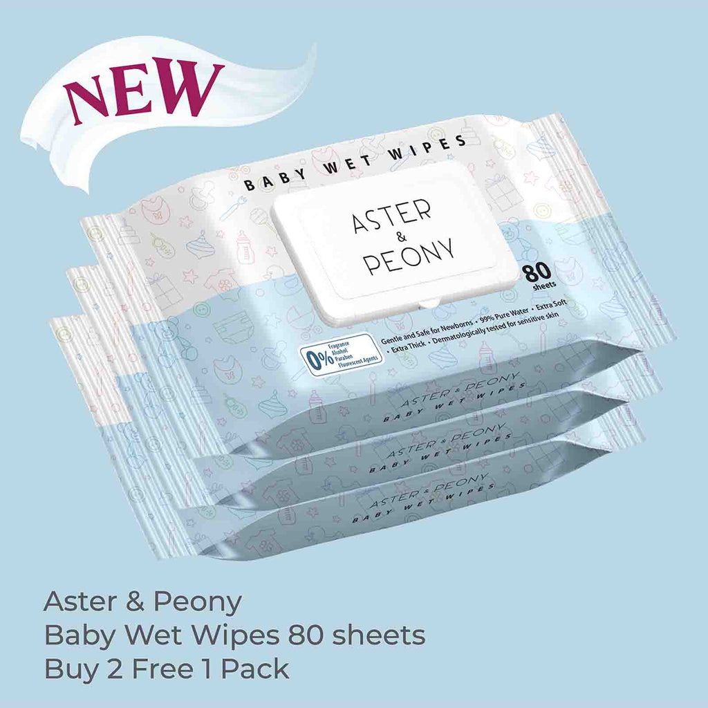 Aster & Peony Baby Wet Wipes 80 sheets x 3